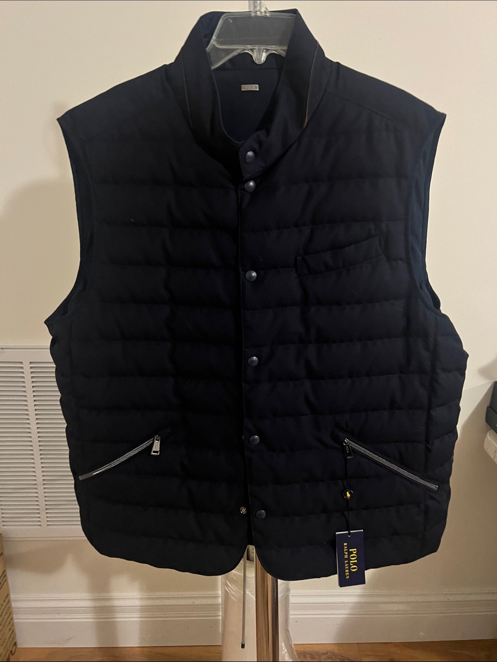 Limited Edition Polo by Ralph Lauren Aviator Navy Reversible Quilted Vest